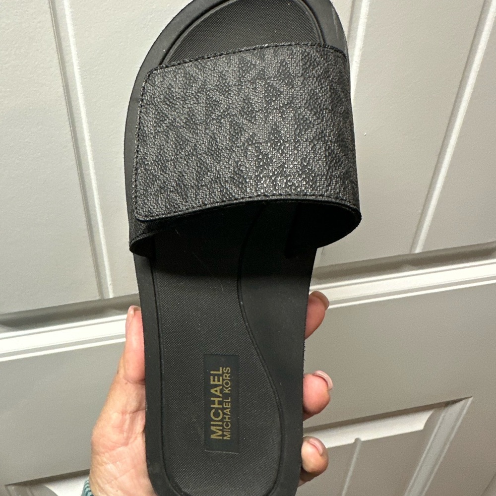 Michael Kors Charcoal and Black Slide Sandals - Picture 3 of 6